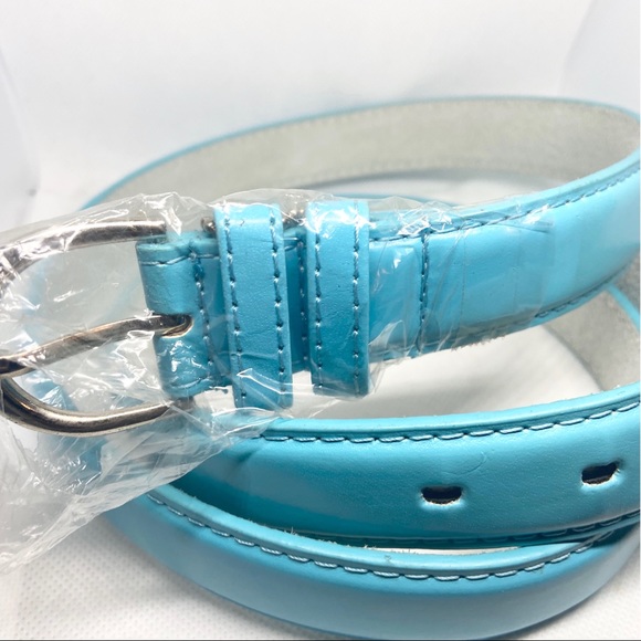 Sky Blue Genuine Leather Belt